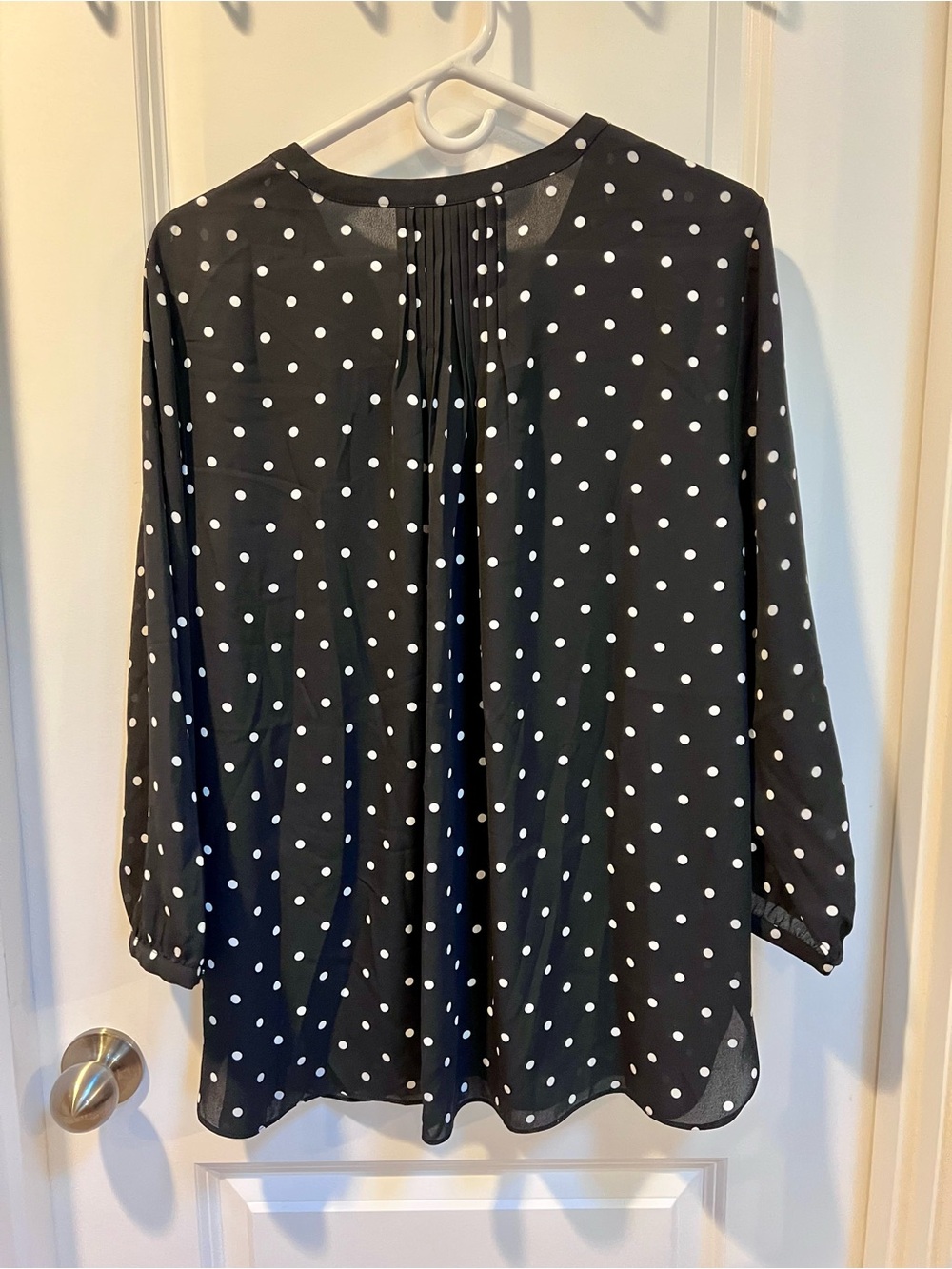 NWOT NYDJ Pintuck Polka Dot Blouse Black White XL Work Professional - Picture 6 of 10